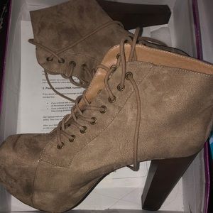 Brown tall heel boot